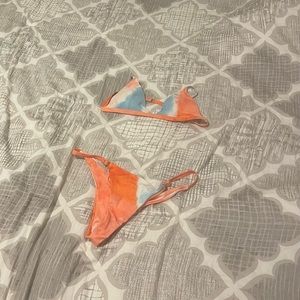 Tie dye triangle tanga bikini swimsuit